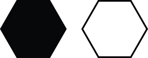 Poster - hexagon icon set vector in two styles isolated on white background