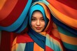 A woman in a colorful headscarf Fictional Character Created By Generative AI.