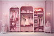 Pink room with closet. Ai generated image