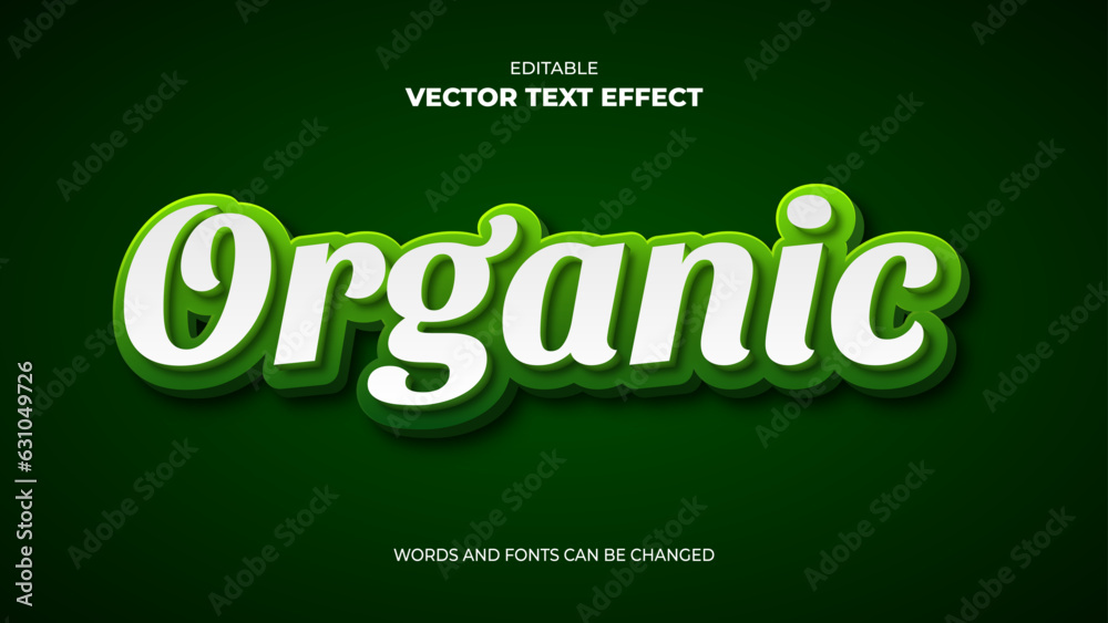 green organic editable 3d text effect
