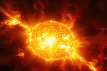 Sticker - Solar flare texture background, intense and radiant solar bursts, cosmic and celestial surface, rare and cosmic