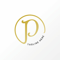 Poster - Logo design graphic concept creative abstract premium vector stock letter initial P or PO font with circle line. Related monogram typography initial