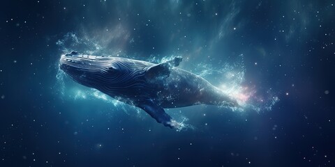 Aufkleber - A humpback whale dives into a gaseous nebula of billions of stars.