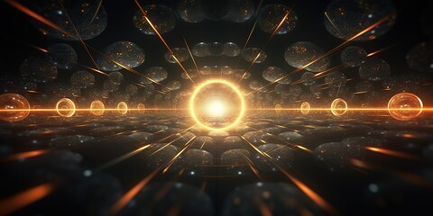 Poster - Glowing modern abstract background, fractal world.