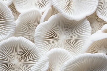 Poster - White macro mushrooms detail. Generate Ai