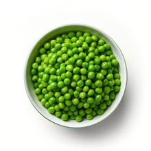 Peas In A Bowl In White Background. Generative AI