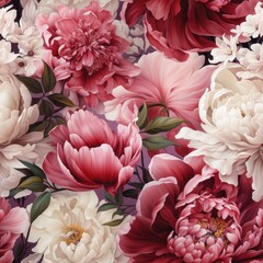  Romantic floral seamless background with peonies.