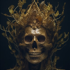 Canvas Print - Skeletal character, ornate, in creepy, muted tone setting. Created using ai generative. 