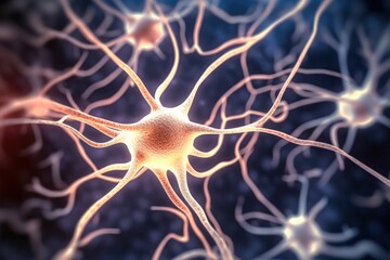 Poster - Inside the brain and human body, Concept of neurons and nervous system, Human nerverti cale cell.