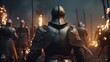 © visoot - Medieval Knights With Swords On Battlefield in a ruined city.