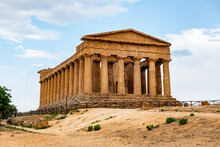 The Famous Temple Of Concordia In The Valley Of Temples Near Agrigento, Sicily, Italy