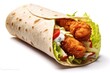 chicken tenders wrap coleslaw, tomato slices, mayonnaise