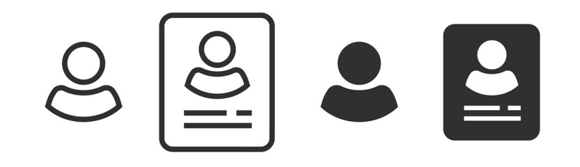 Poster - Member user icon pictogram simple vector graphic line, personal data avatar my account, customer employee credential id document image black white, human detail info card symbol, person man silhouette