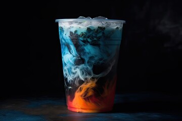 Wall Mural - Taiwanese-style winter melon tea delivered in a single disposable cup and angled. Generative AI