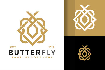 Butterfly letter m logo design vector symbol icon illustration