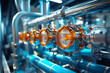 Pipeline and pipe rack of petroleum, chemical, hydrogen or ammonia industrial plant. Industrial zone Close up. 