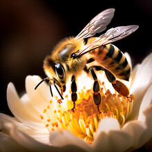Bee On Flower, Bee, Flower