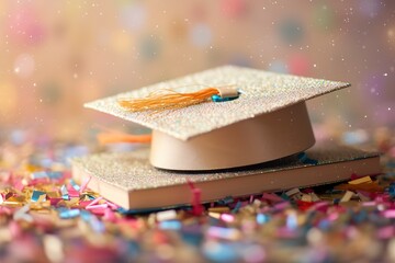 Wall Mural - Graduation cap, single, isolated, after party. Ai generated.