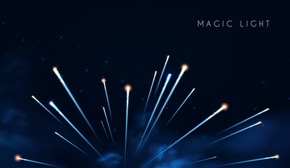 Wall Mural - abstract background with motion light. space, cosmos, firework and comet light effect. flyin asteroi