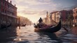  Illustration of a romantic gondola ride in venice