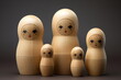 matryoshka wooden nesting dolls isolated on gray plain studio background