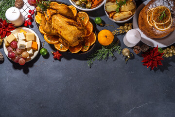 Wall Mural - Christmas or New Year dinner foods