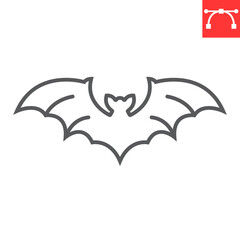Aufkleber - Bat line icon, halloween and holiday, flying animal vector icon, bat vector graphics, editable stroke outline sign, eps 10.