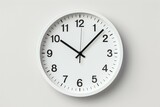 Fototapeta Do przedpokoju - Bold Numbers on a Minimalistic White Wall Clock, Generative AI