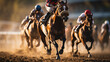 Exhilarating Horse Racing with Horses Galloping Towards the Finish Line 
