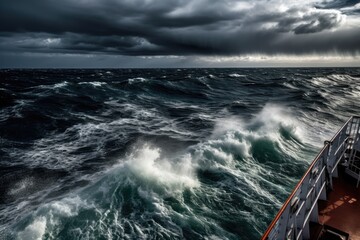 Wall Mural - On the horizon of the seas, a furious storm. paying close attention to details. Generative AI