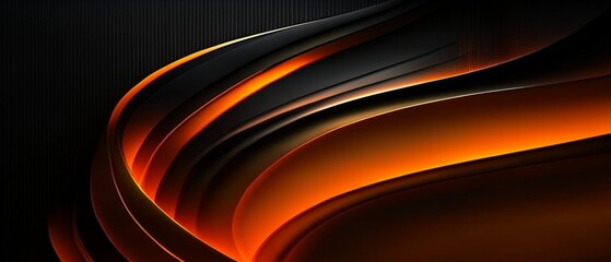 Aufkleber - 3D Abstract background. wave curve black and orange with in communication concept and future technology development.  banner, copy space, website -3d Rendering