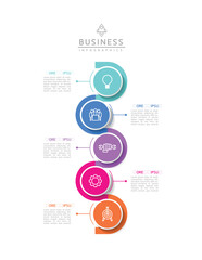 Vector infographic business presentation template with circular interconnection with 5 options.