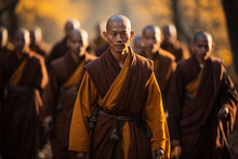 Group Of Shaolin Monks, Asian Man Portrait. Generative AI
