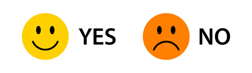 Wall Mural - yes and no smiley faces