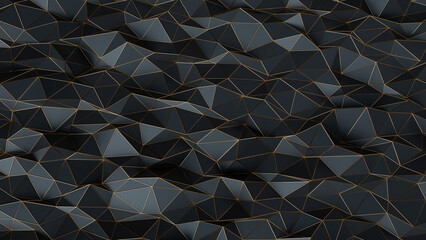 Wall Mural - Black and gold abstract background. Abstract background for presentation template. Parametric Low poly triangle. 3d rendering
