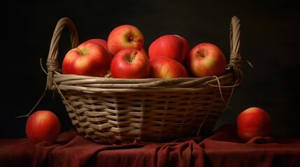 Wall Mural - red apples in a basket