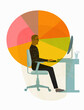 © IKON Images - Businessman in centre of pie chart working at desk