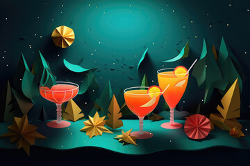 paper craft cocktail on background