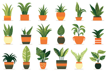 Poster - houseplant pot set vector flat minimalistic isolated illustration