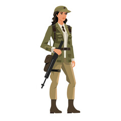 Poster - woman in business suit soldier vector flat isolated illustration