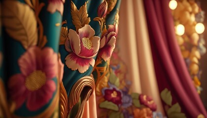 Wall Mural - luxurious and ethnic curtain fabric for grand events generative ai