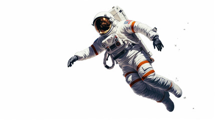 Wall Mural - astronaut swims in weightlessness in a spacesuit. generative ai.