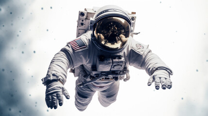 astronaut in weightlessness close-up. generative ai.