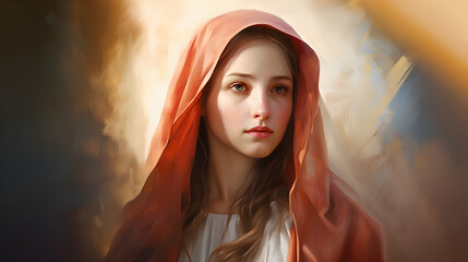 Virgin Mary, religious painting illustration