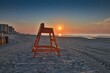 Lifeguard stand at Myrtle Beach, SC at sunrise
