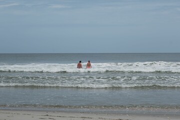 Sticker - People swimming in the beautiful blue ocean of Myrtle Beach, South Carolina