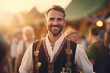 portrait of bavarian young man outside at festival, ai generated