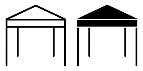 Poster - ofvs421 OutlineFilledVectorSign ofvs - canopy tent vector icon . exhibition tent sign . isolated transparent . black outline and filled version . AI 10 / EPS 10 / PNG . g11761