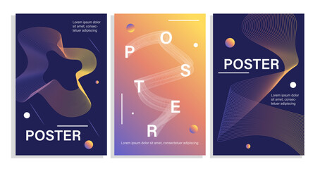Wall Mural - abstract colorful posters set. futuristic booklets and leaflets, flyers. minimalist linear organic p