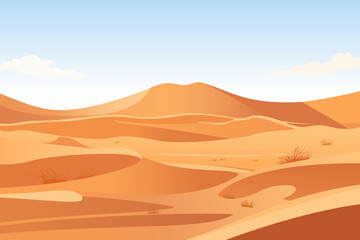 Wall Mural - Desert. Beautiful landscape of sand dunes. Desert wild panoramic landscape. Vector illustration.